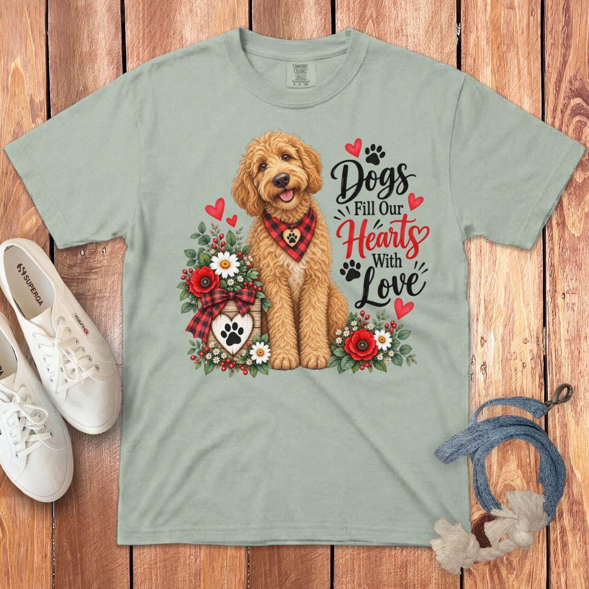 Apricot Goldendoodle Hearts Love Signature T-Shirt