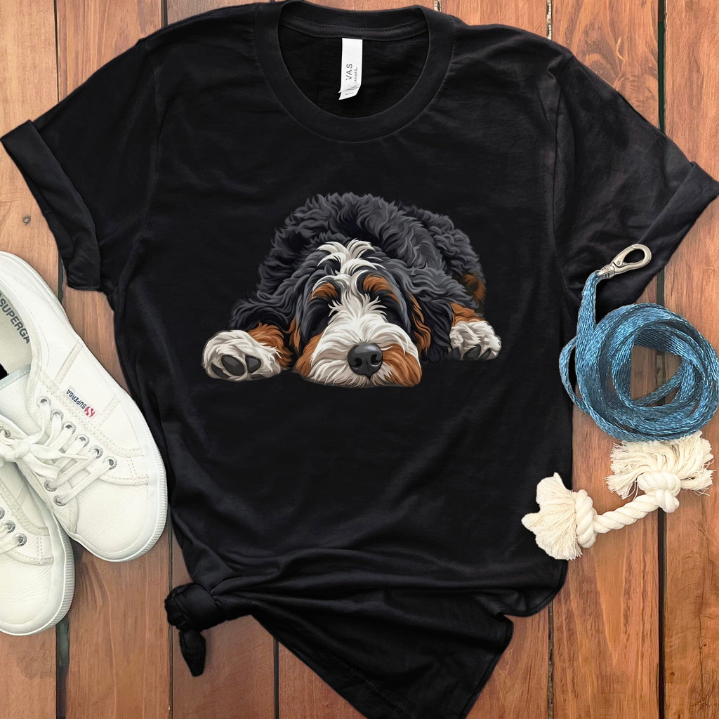 Bernedoodle Snoozing T-Shirt in Black / S by Puppy Jo