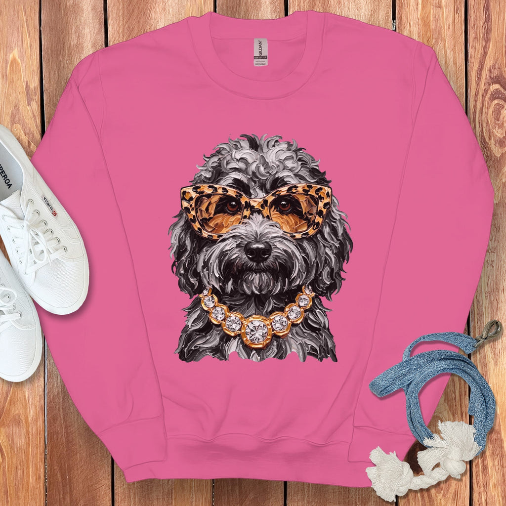 Merle Goldendoodle Glam Sweatshirt in Heliconia / S by Puppy Jo