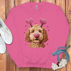 Cute Dog Love Hearts Knit Pattern Sweatshirt