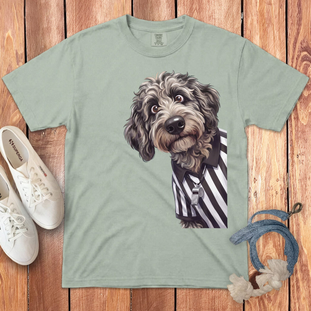 Merle Goldendoodle Football Referee Signature T-Shirt in Bay / S by Puppy Jo