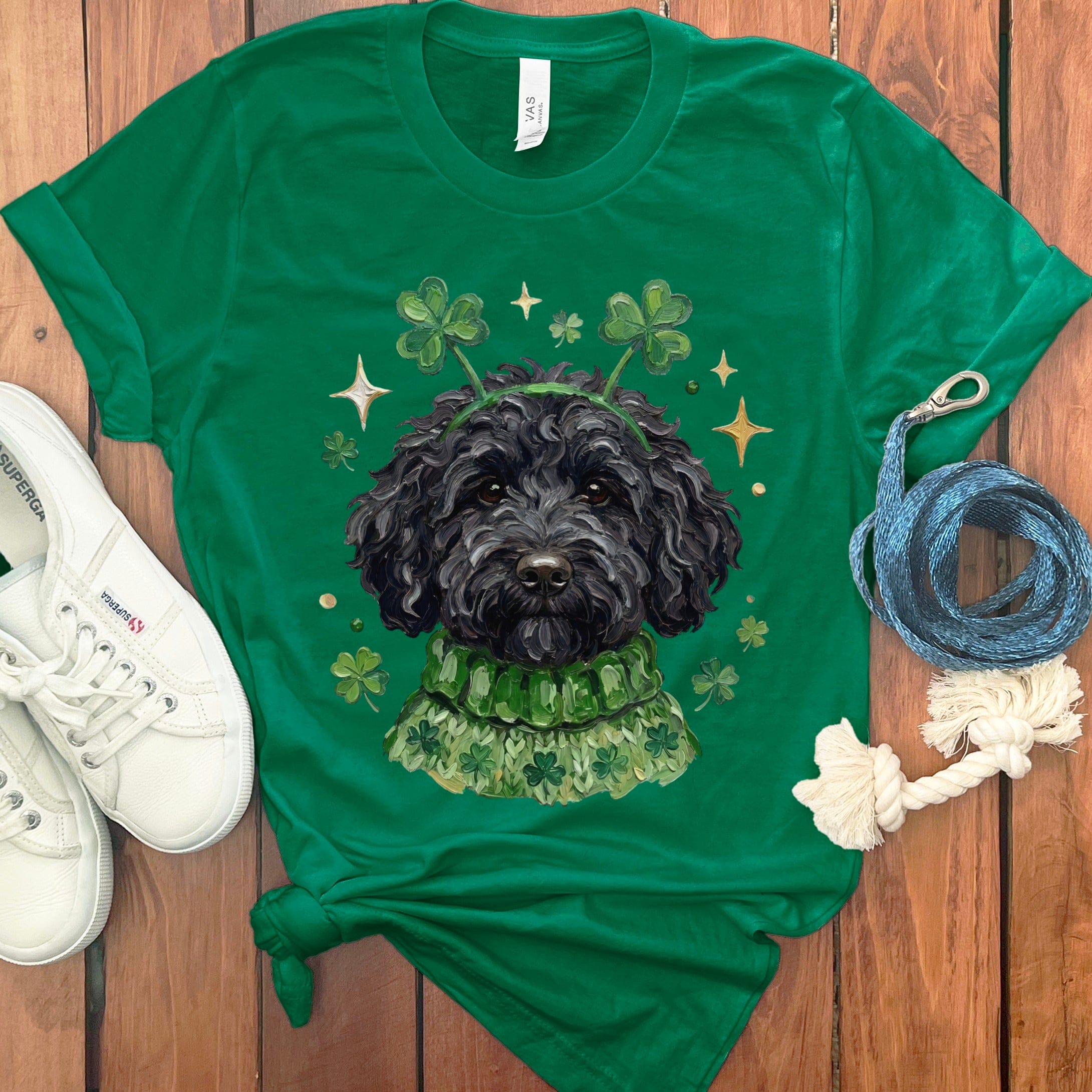 St. Patrick's Day Dog with Shamrocks Graphic T-Shirt