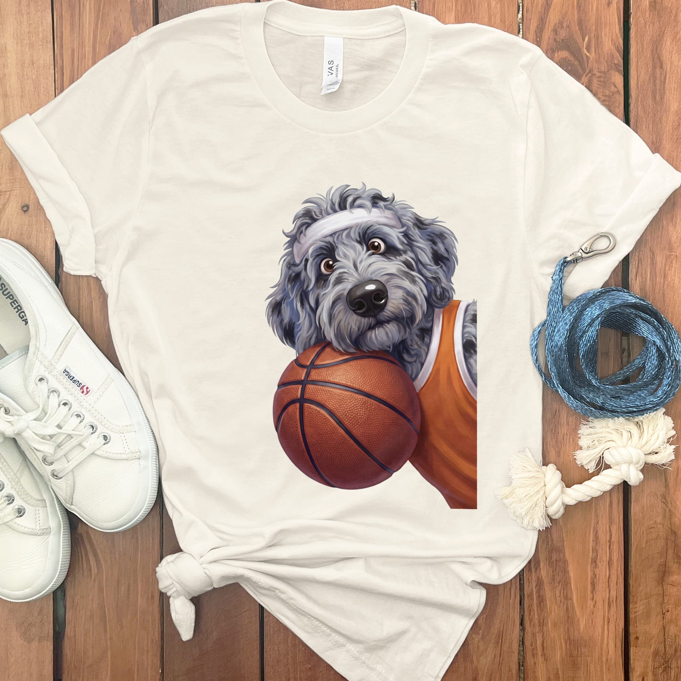 Merle Goldendoodle Basketball Player T-Shirt in Natural / S by Puppy Jo