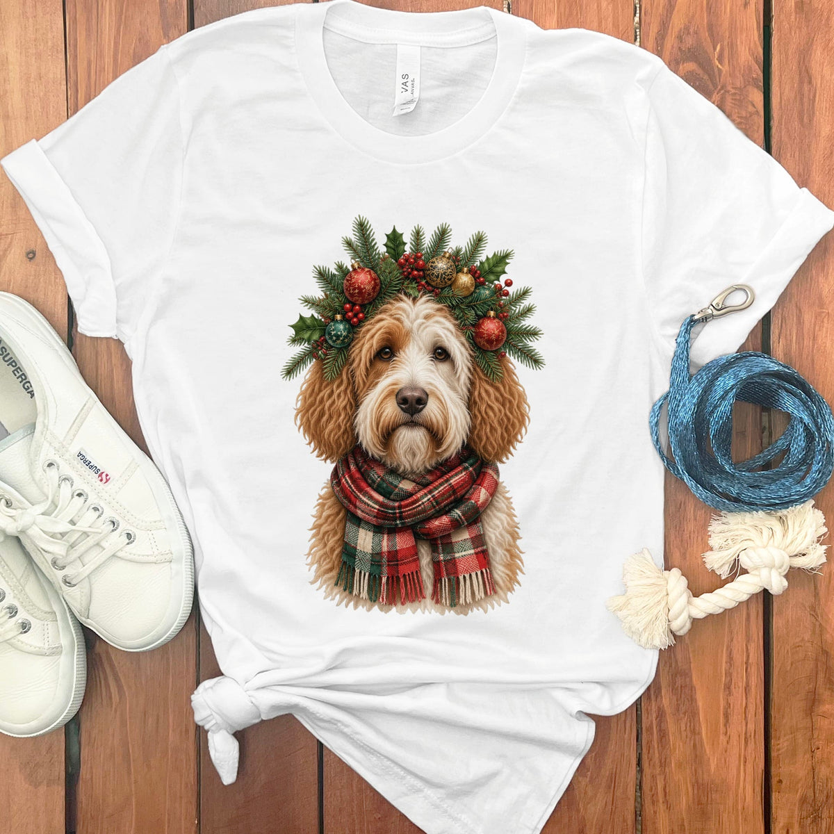 Parti Goldendoodle Holiday Crown T-Shirt in White / S by Puppy Jo