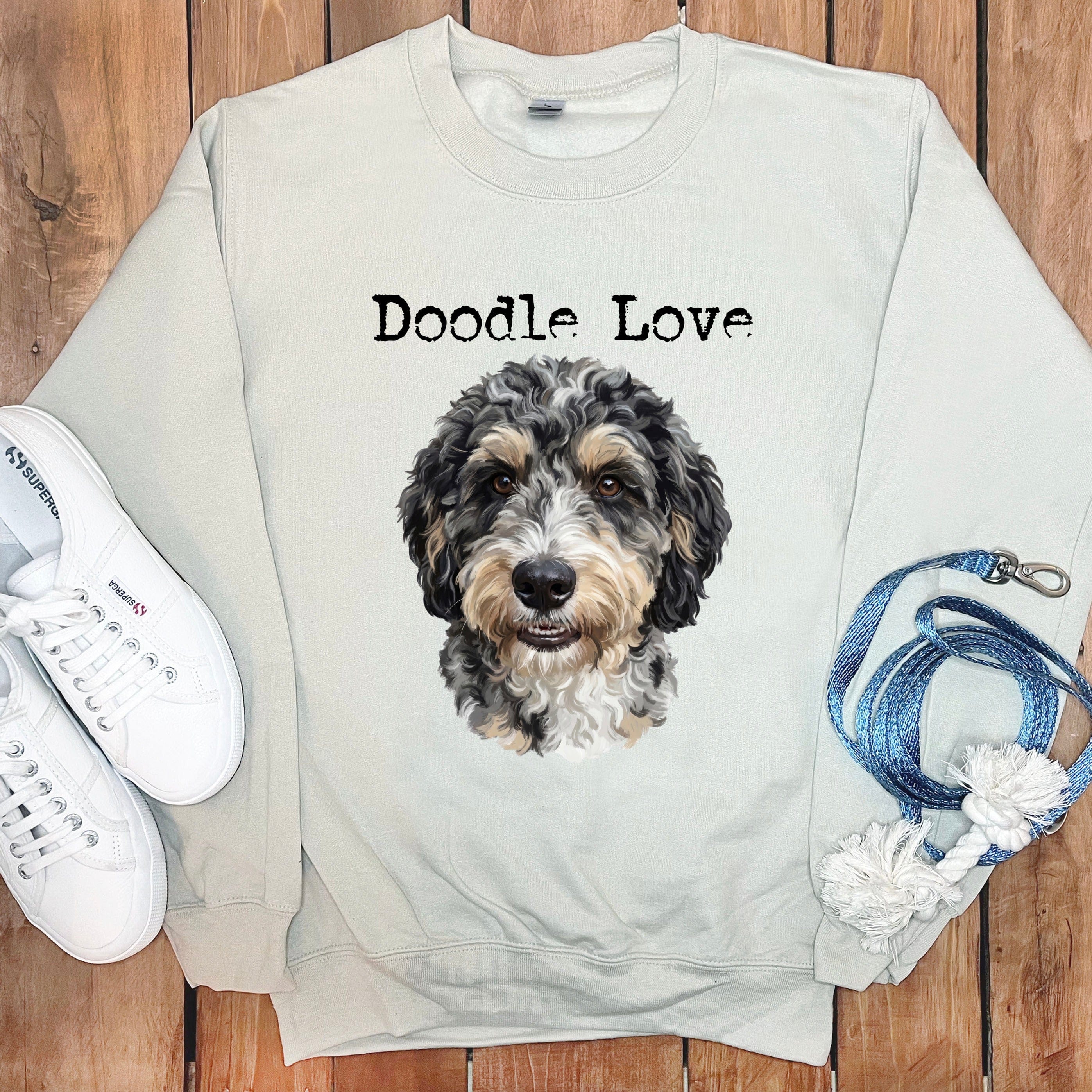 Doodle Love Printed Graphic White Cozy Sweatshirt
