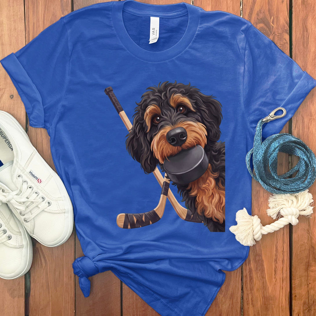 Phantom Goldendoodle Hockey T-Shirt in True Royal / S by Puppy Jo