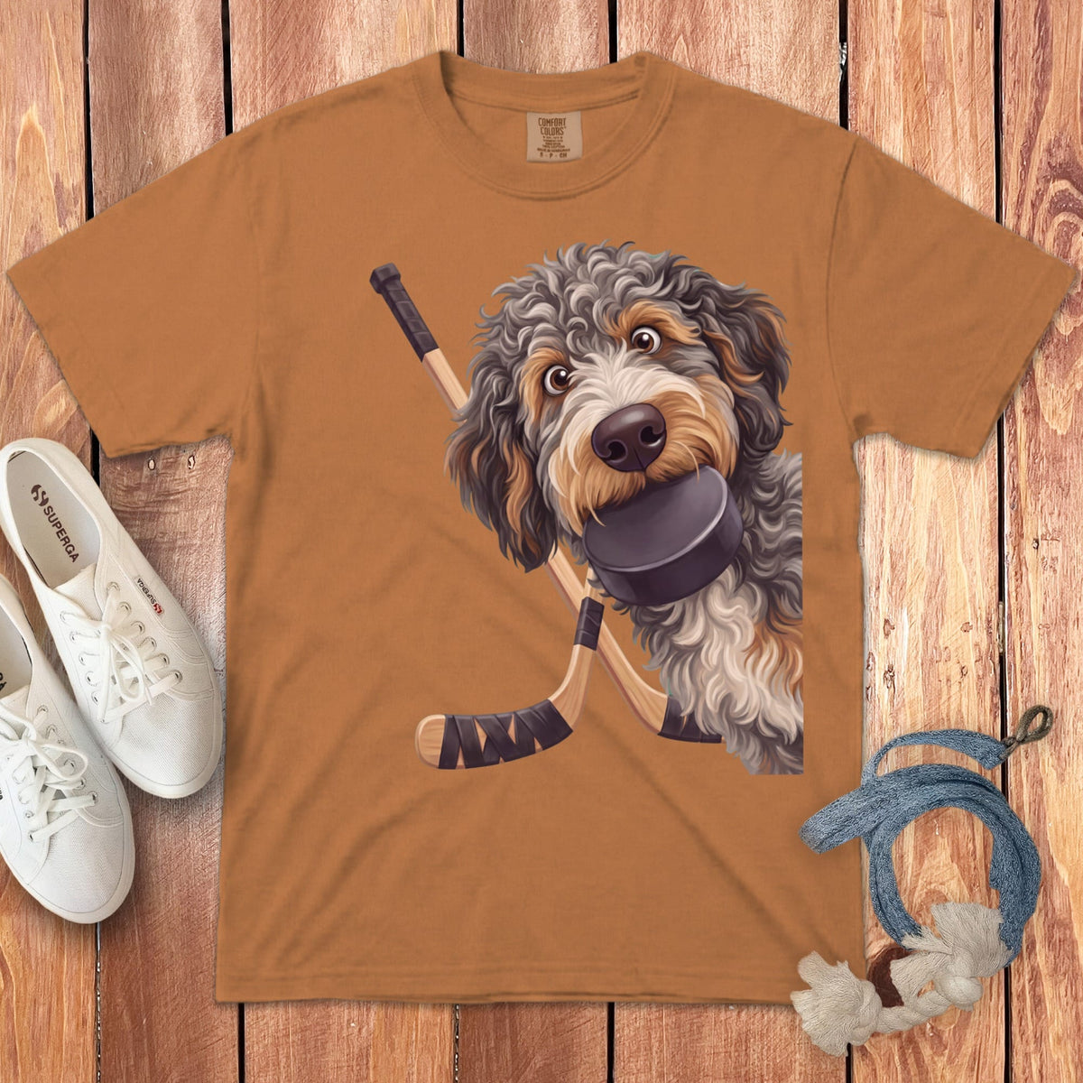 Aussiedoodle Hockey Signature T-Shirt in Yam / S by Puppy Jo
