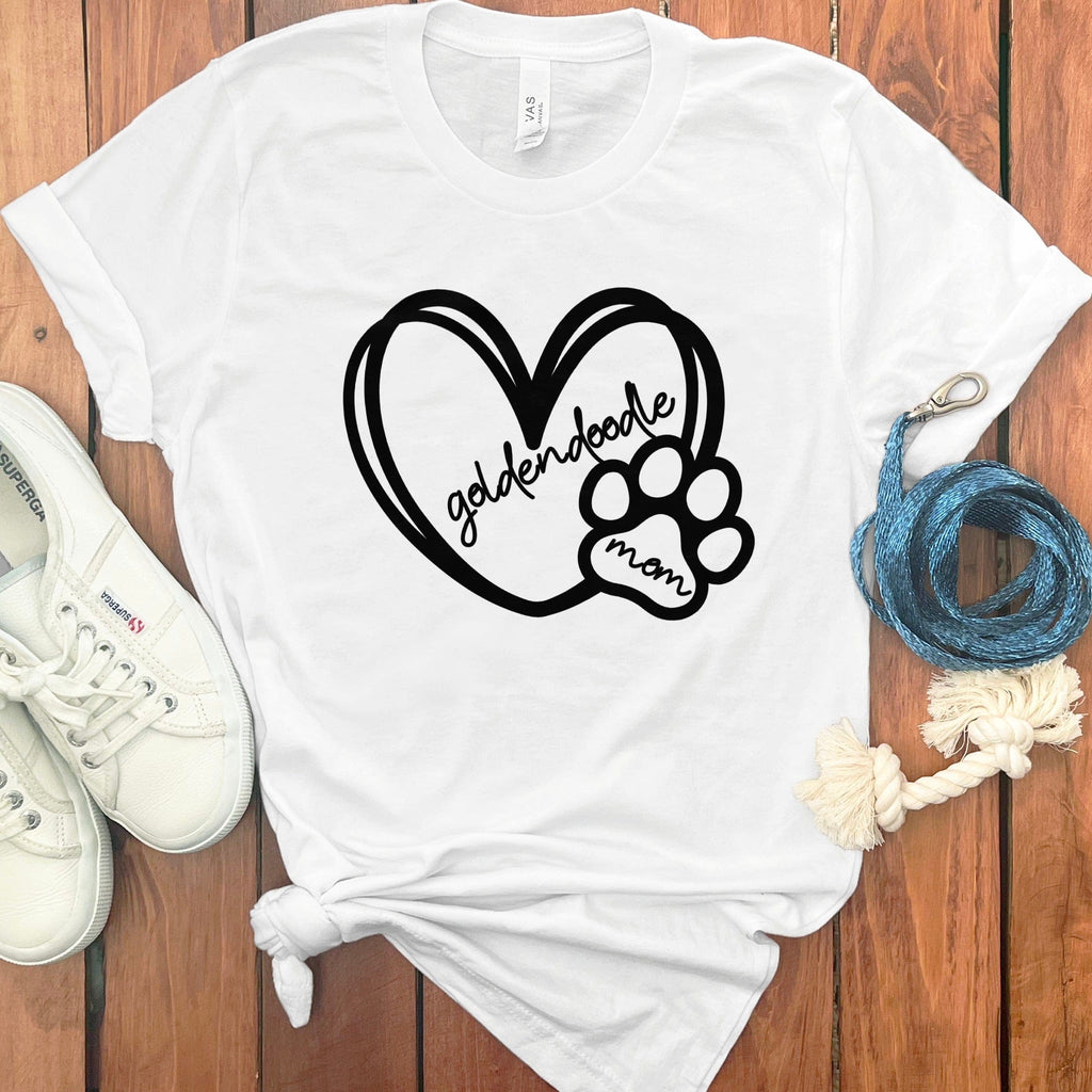 Goldendoodle Mom Heart and Paw Print Graphic Tee