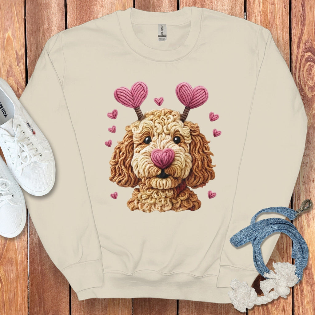 Adorable Puppy with Hearts Graphic Sweatshirt