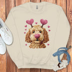 Adorable Puppy with Hearts Graphic Sweatshirt