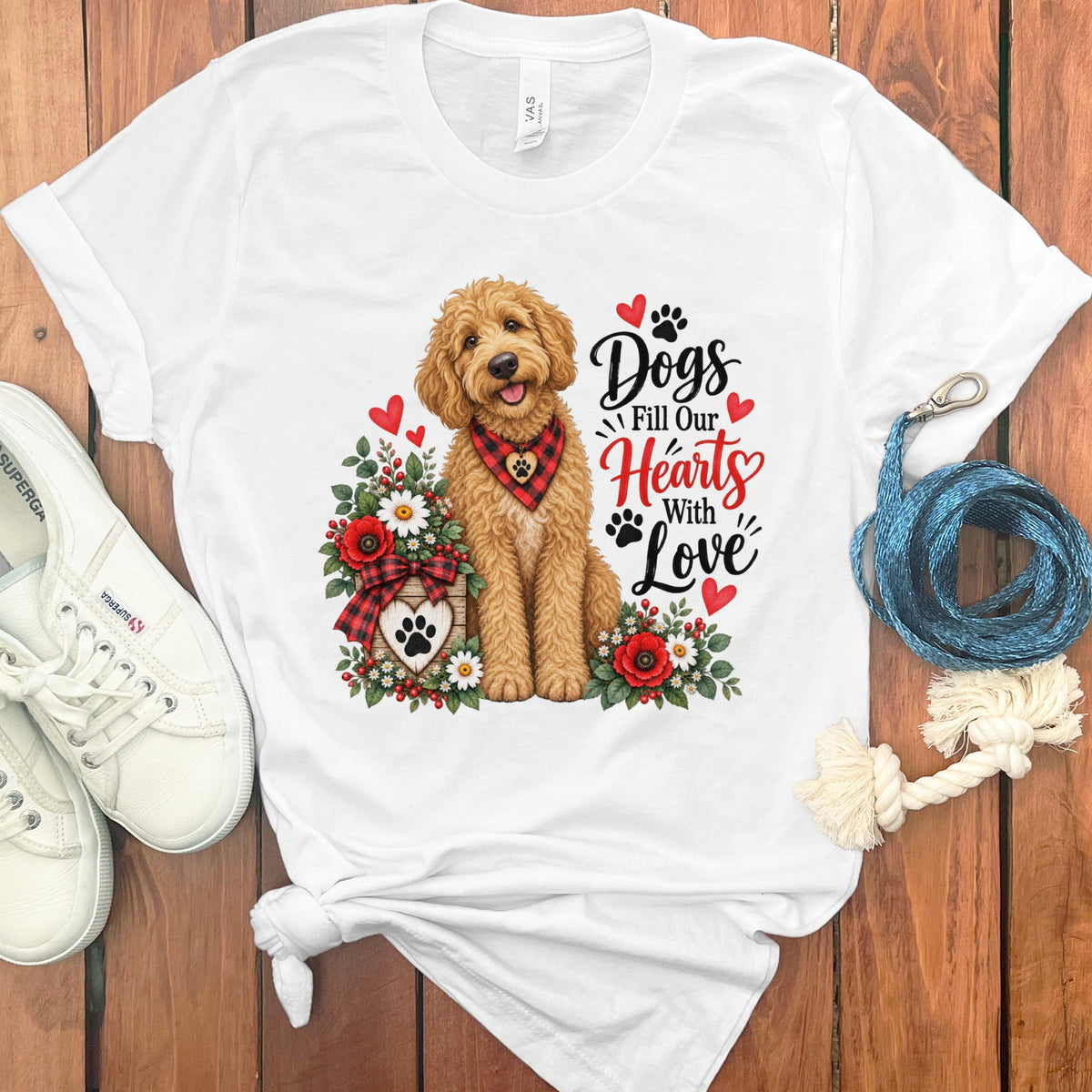Golden Goldendoodle Hearts Love T-Shirt