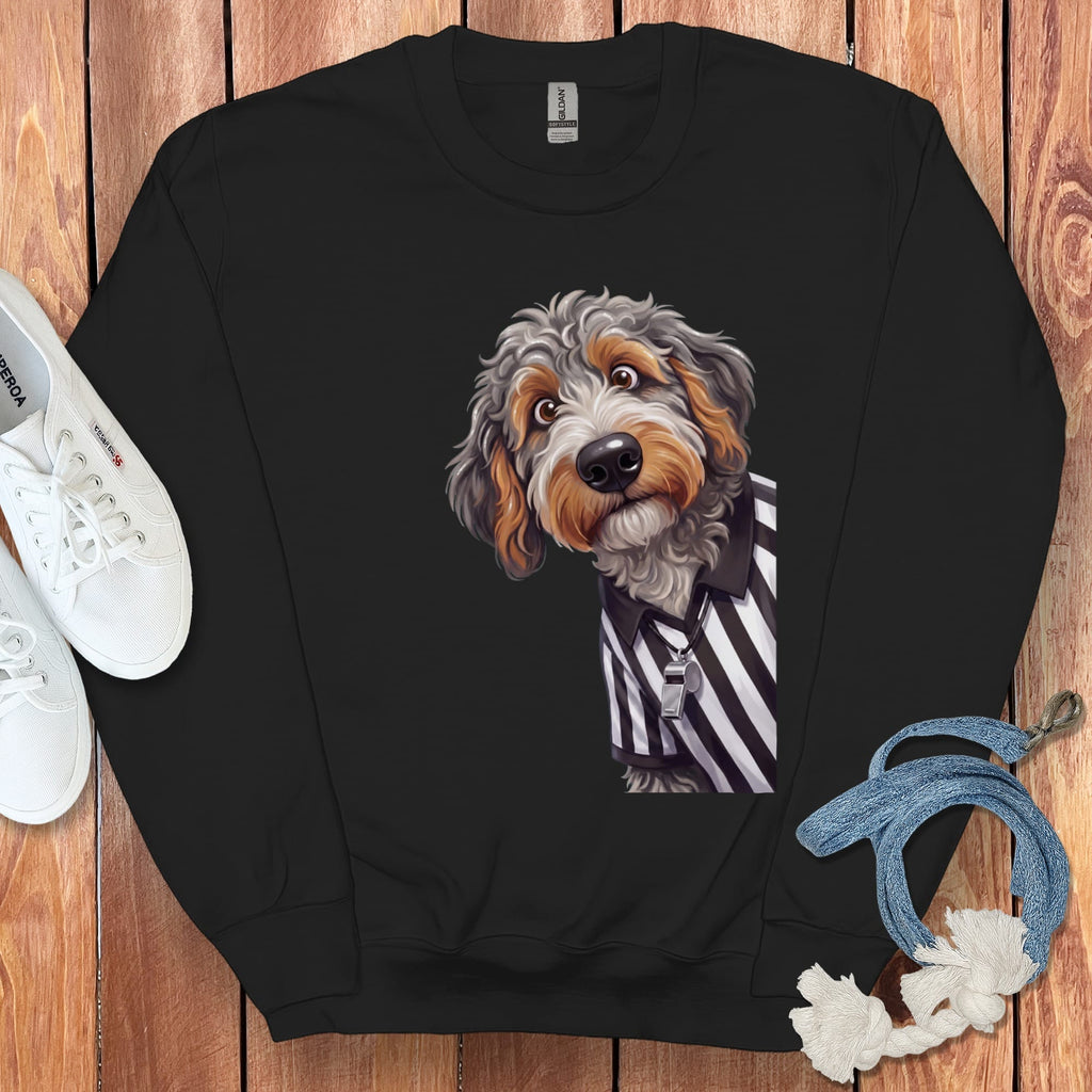 Aussiedoodle Football Referee Sweatshirt in Black / S by Puppy Jo