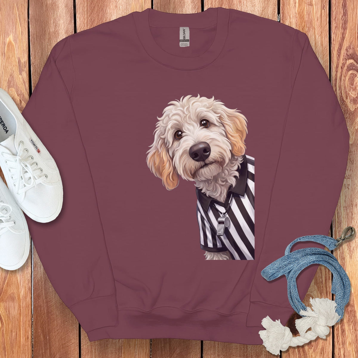 Maltipoo Football Referee Sweatshirt in Maroon / S by Puppy Jo