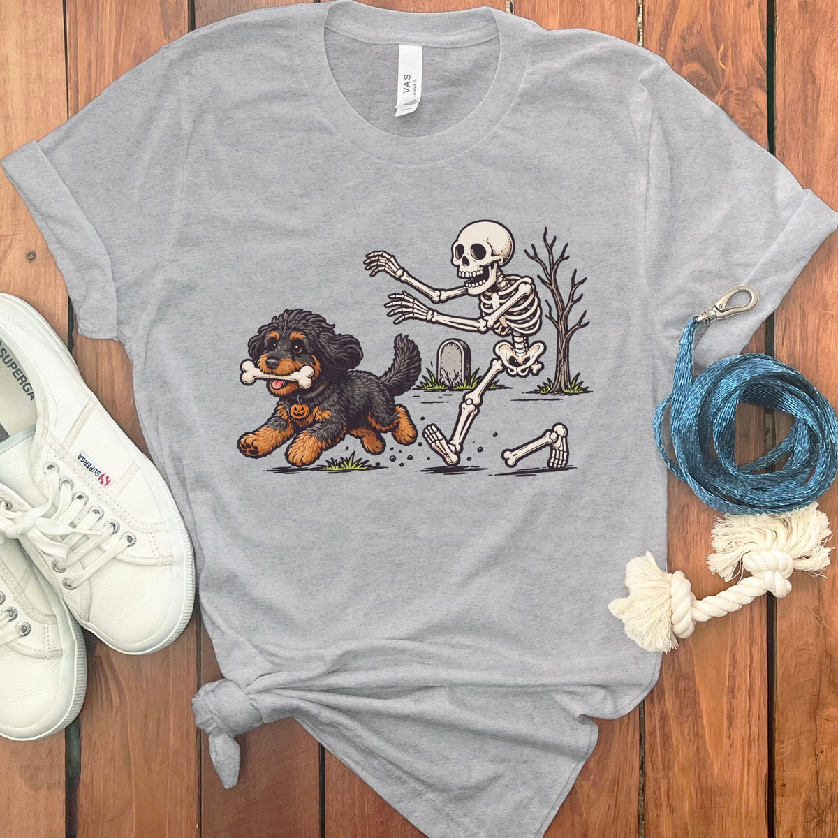 Phantom Goldendoodle Bone Thief T-Shirt in Athletic Heather / S by Puppy Jo