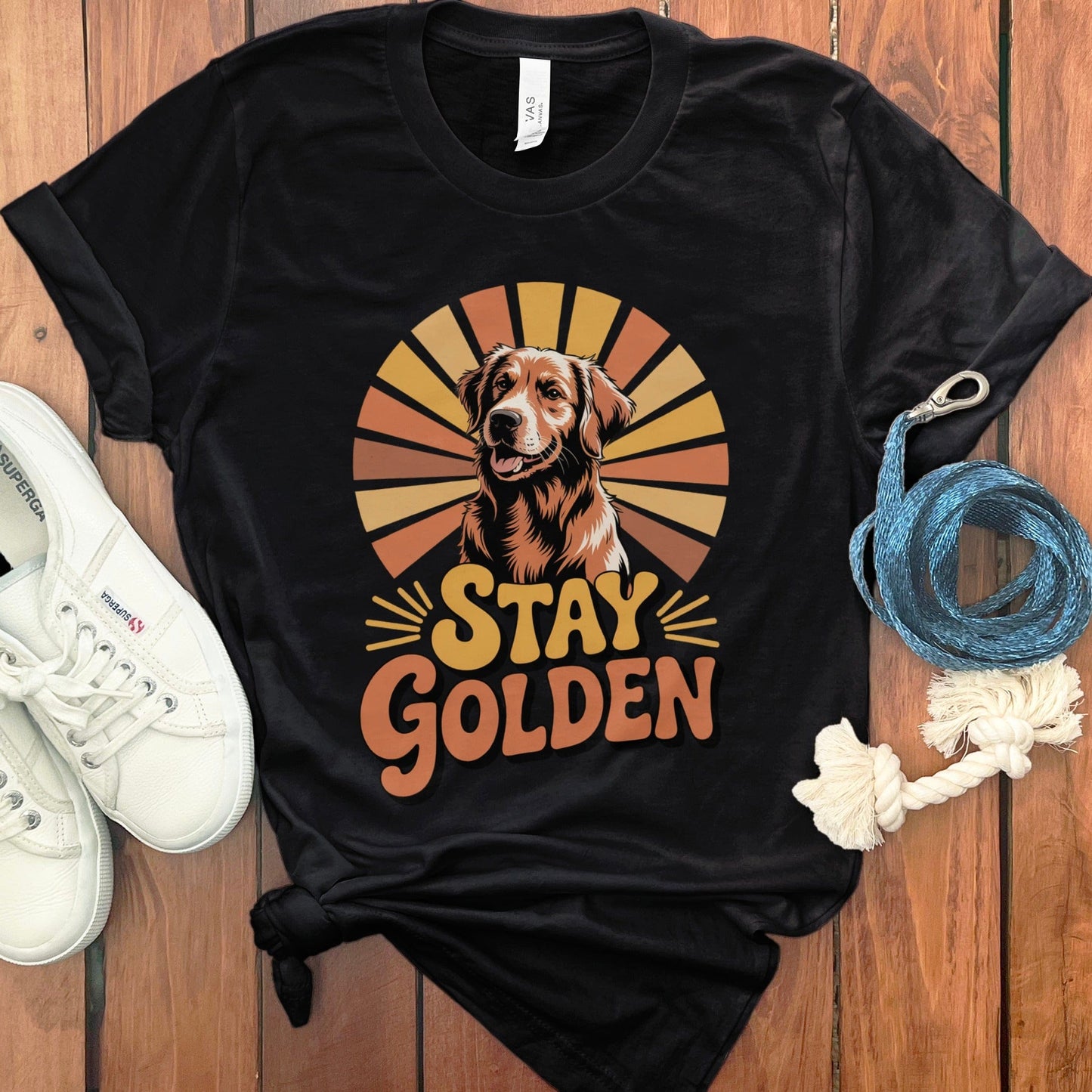 Stay Golden Dog Graphic Black T-shirt product