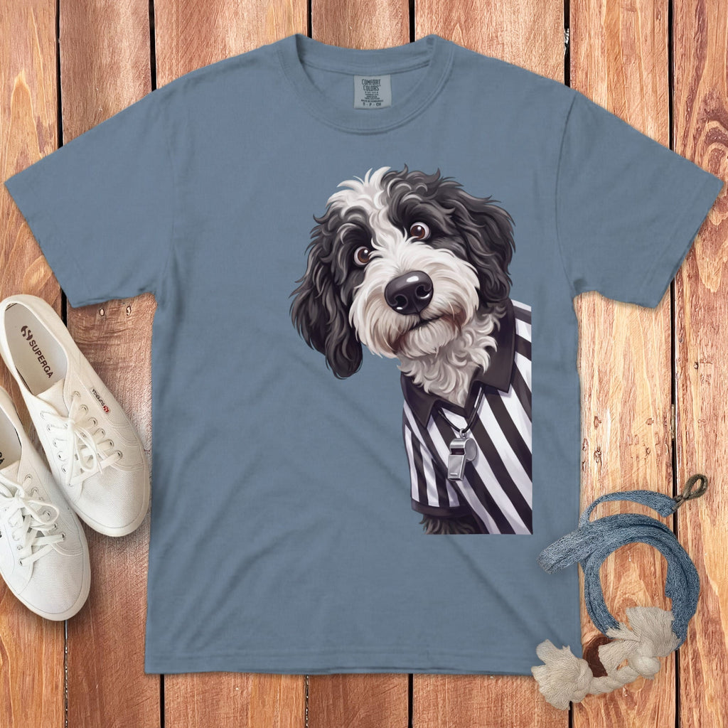 Sheepadoodle Football Referee Signature T-Shirt in Blue Jean / S by Puppy Jo