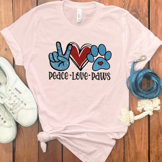 Peace Love Paws Graphic Tee Shirt product type