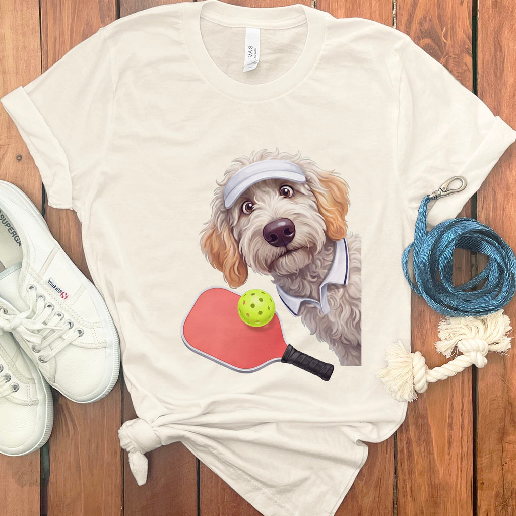 Maltipoo Pickleball Player T-Shirt in Natural / S by Puppy Jo