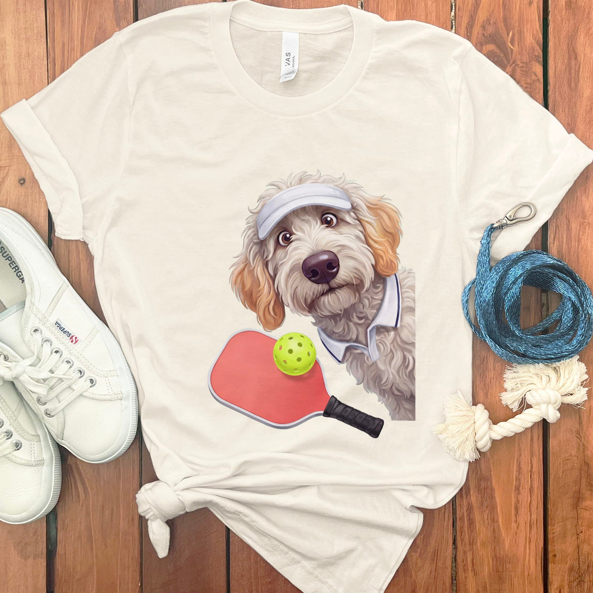 Maltipoo Pickleball Player T-Shirt in Natural / S by Puppy Jo