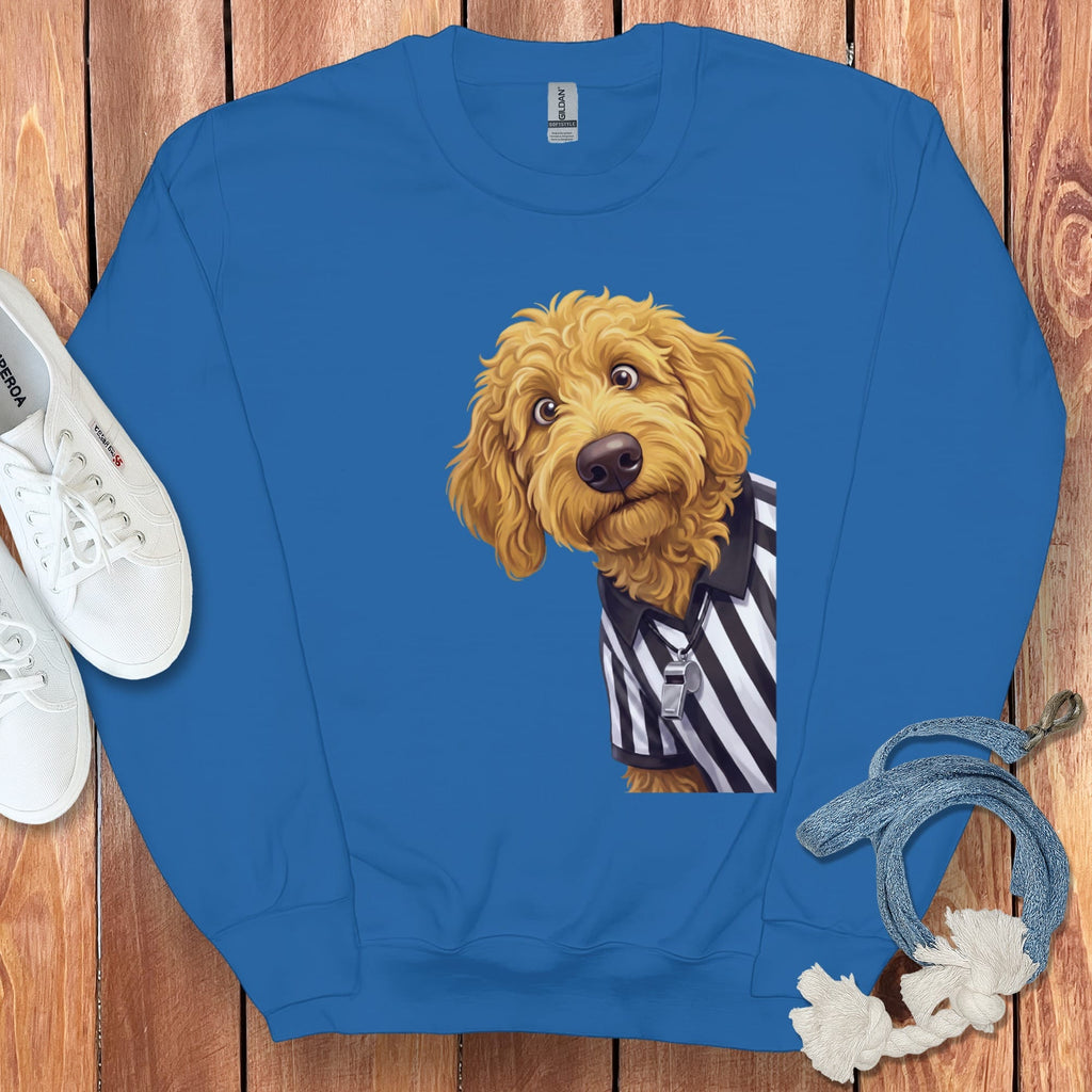 Golden Goldendoodle Football Referee Sweatshirt in Royal / S by Puppy Jo