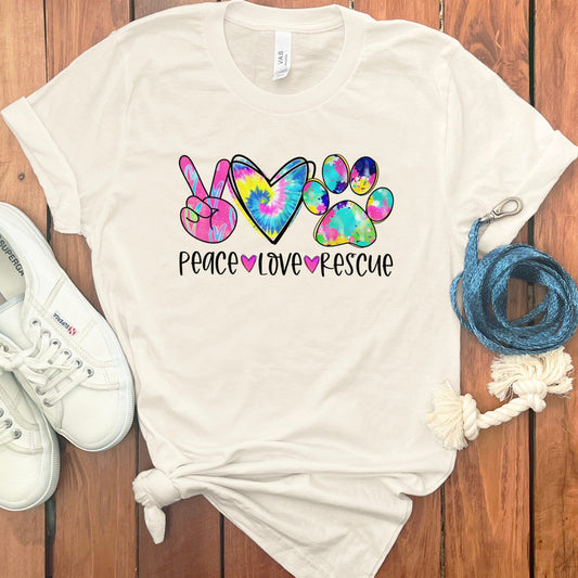 Peace Love Rescue Vibrant Graphic Tee product type