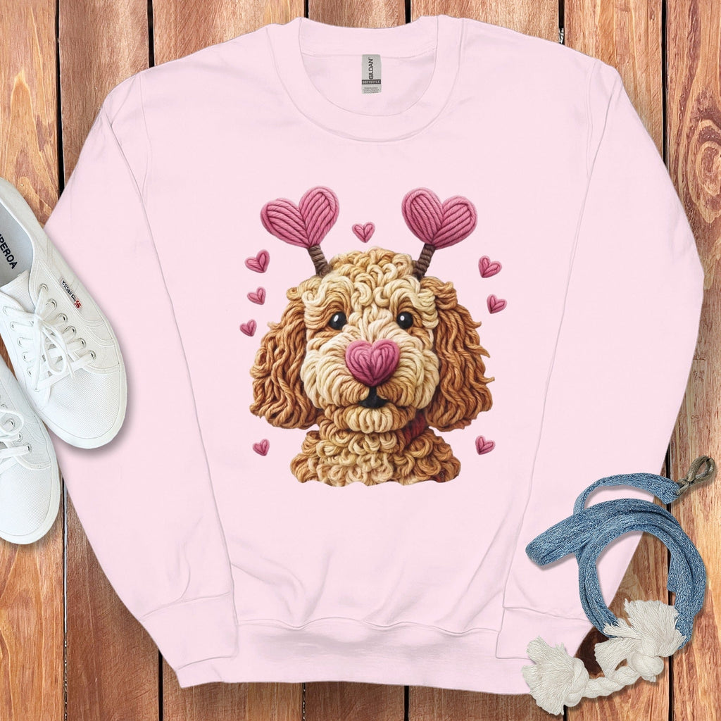 Cute Cartoon Dog with Hearts Graphic Sweatshirt
