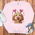 Cute Cartoon Dog with Hearts Graphic Sweatshirt