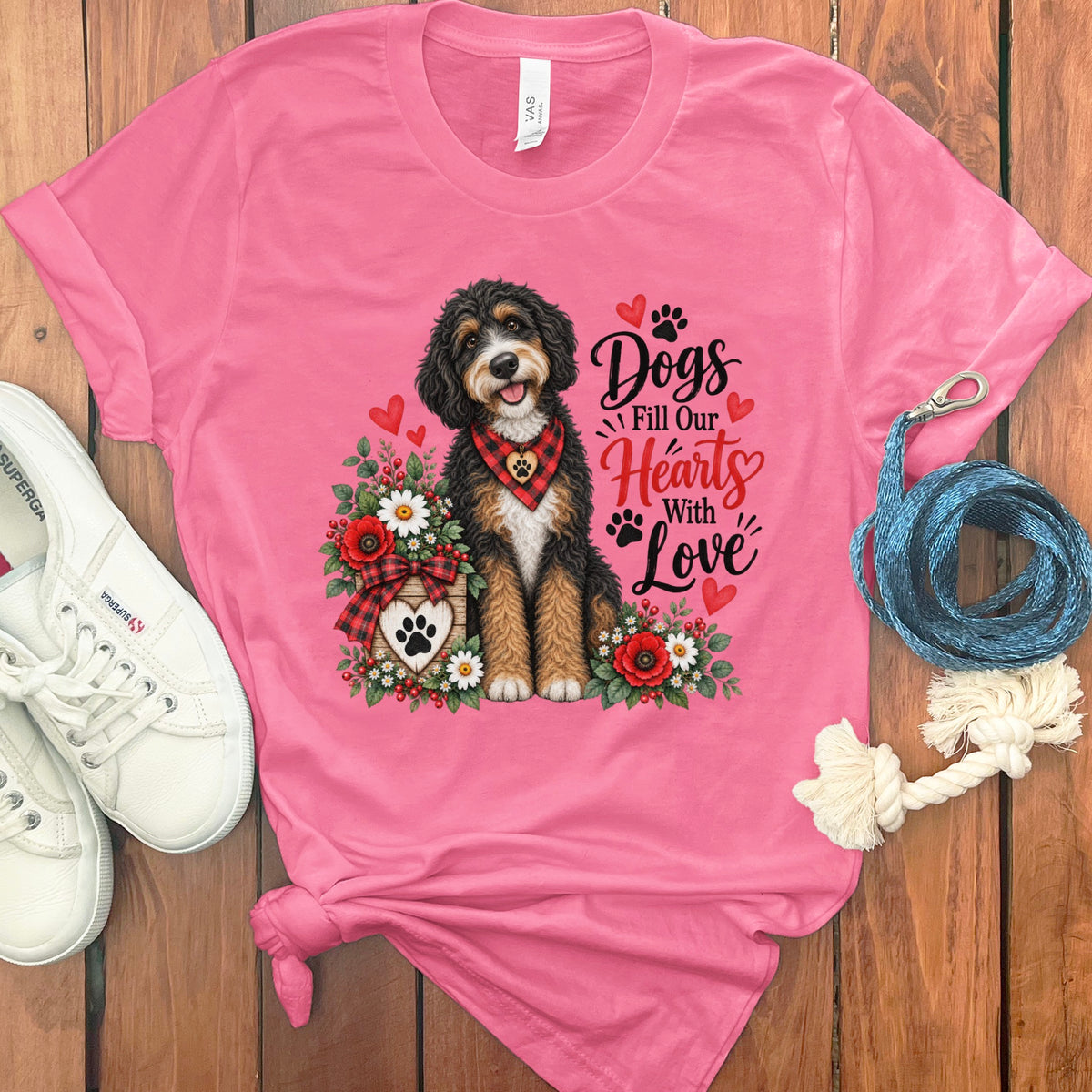 Bernedoodle Hearts Love T-Shirt