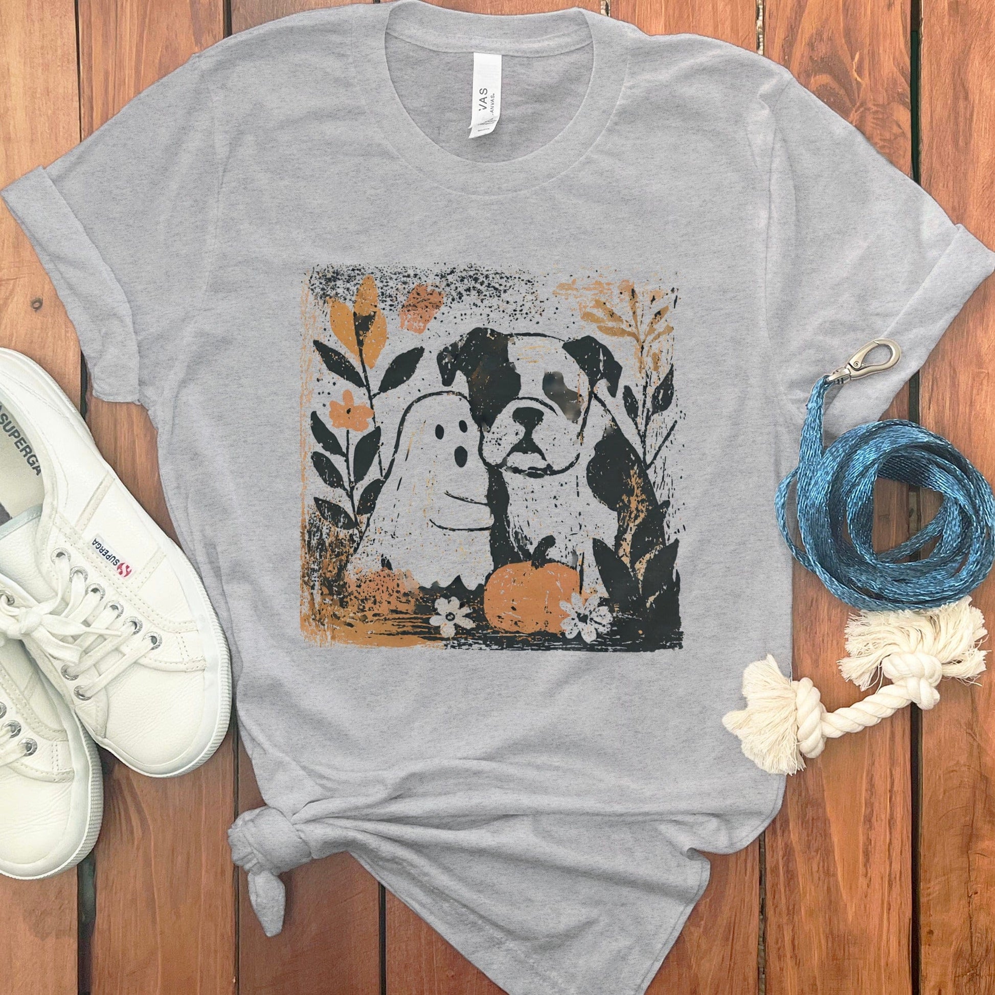 Ghost Dog and Bulldog Design Halloween T-Shirt product type