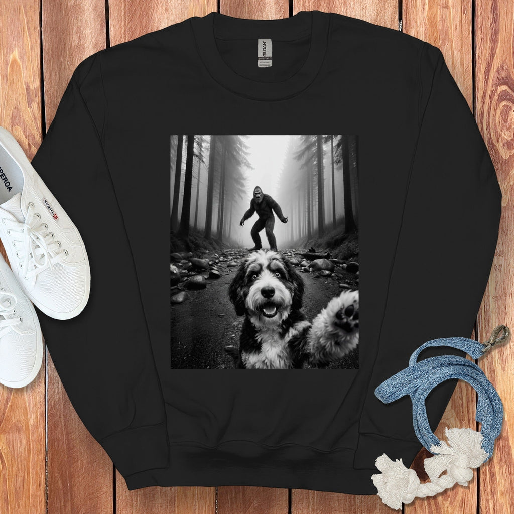Bigfoot and Dog Forest Adventure Long Sleeve Shirt