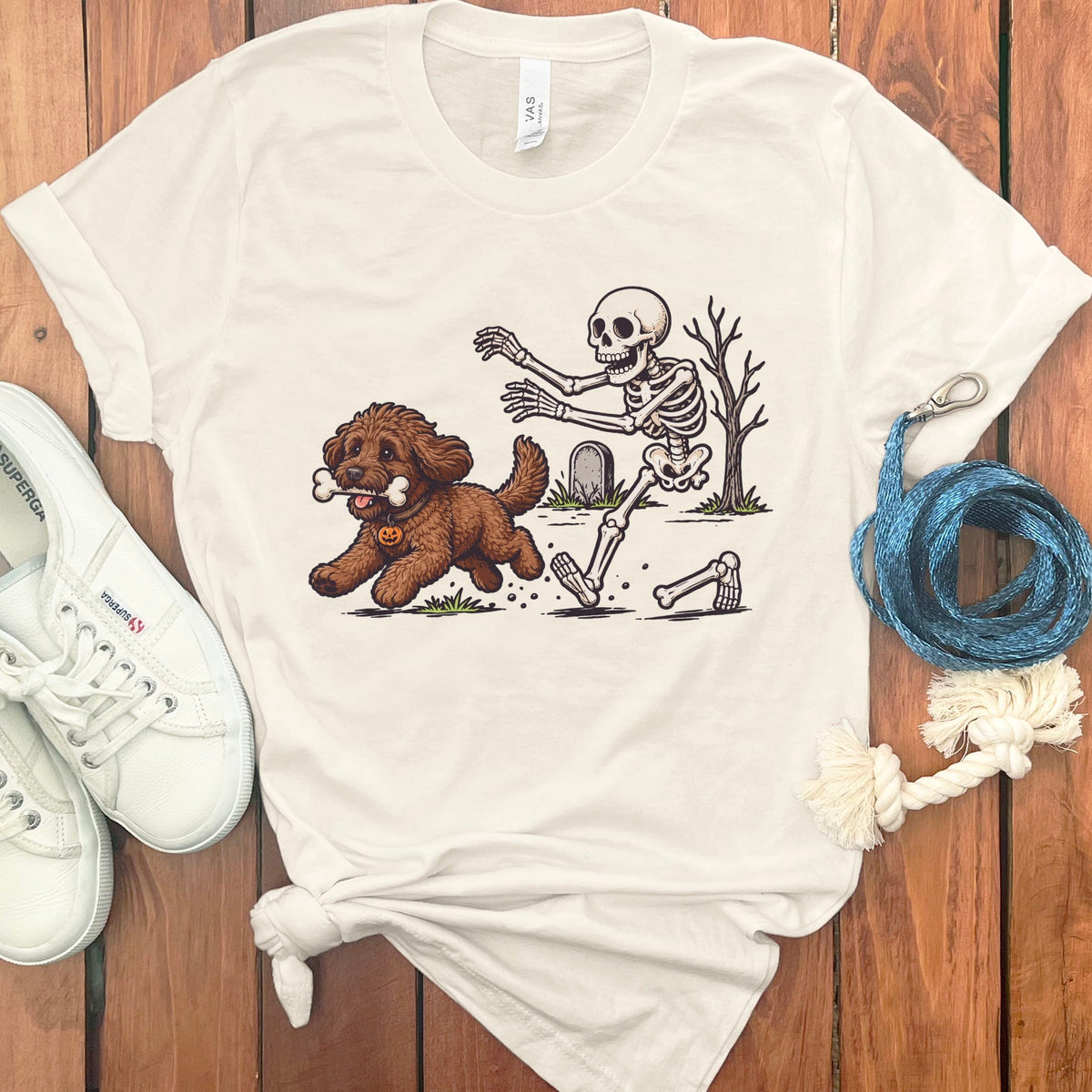 Chocolate Goldendoodle Bone Thief T-Shirt in Natural / S by Puppy Jo