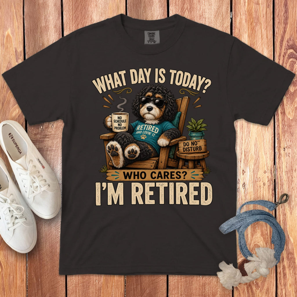 I'm Retired Bernedoodle Signature T-Shirt in Graphite / S by Puppy Jo