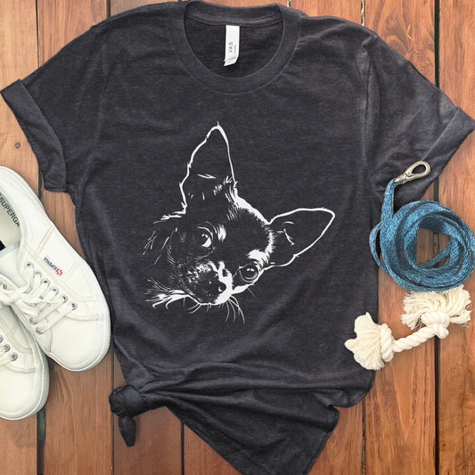 Black T-Shirt Featuring Intrigued Chihuahua Design product