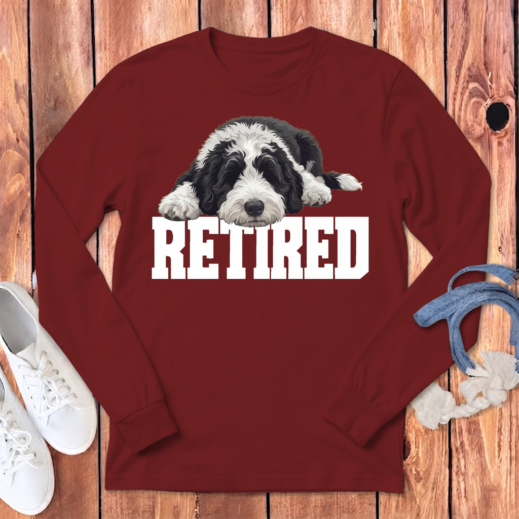 Retired Sleeping Sheepadoodle Long Sleeve T-Shirt in Cardinal / S by Puppy Jo