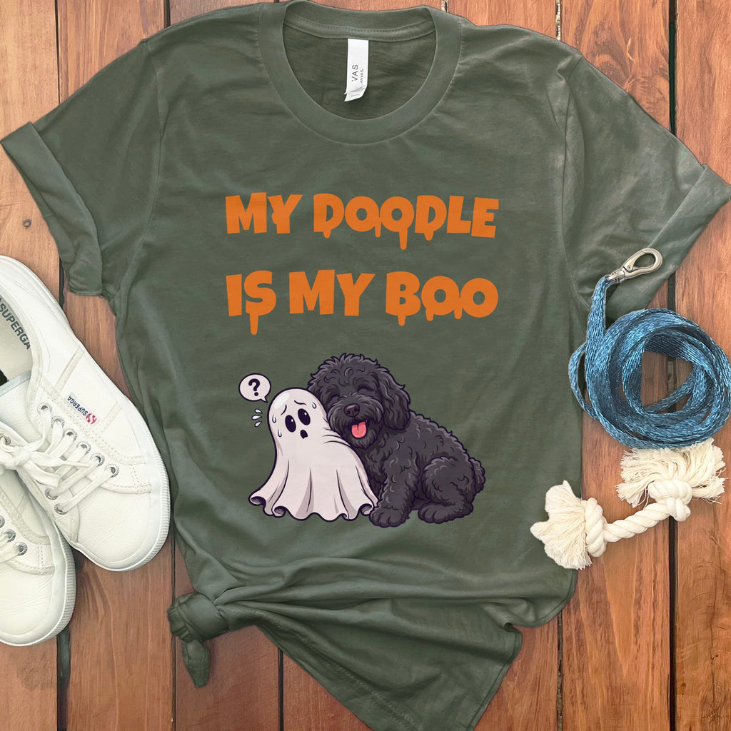 Black Goldendoodle My Boo T-Shirt in Military Green / S by Puppy Jo