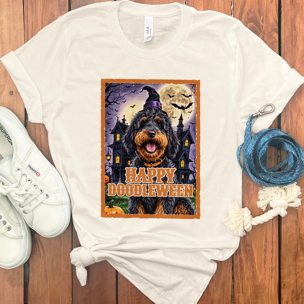 Phantom Goldendoodle Happy Doodleween T-Shirt in Natural / M by Puppy Jo
