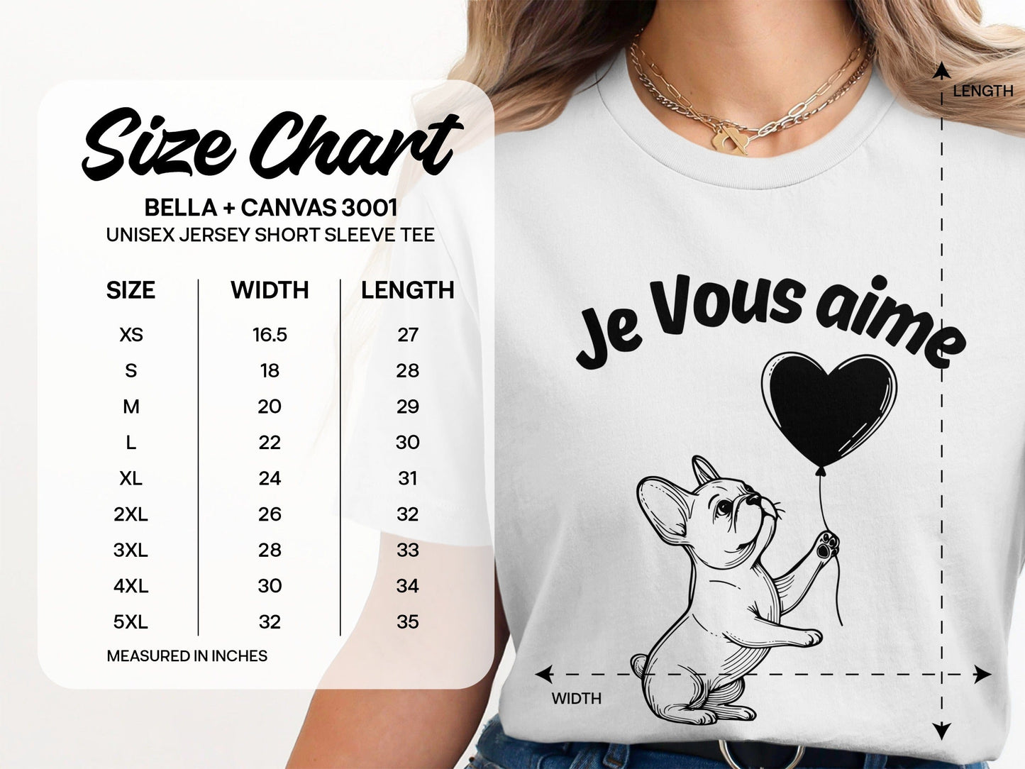 Je Vous Aime French Bulldog Graphic Tee Shirt product type