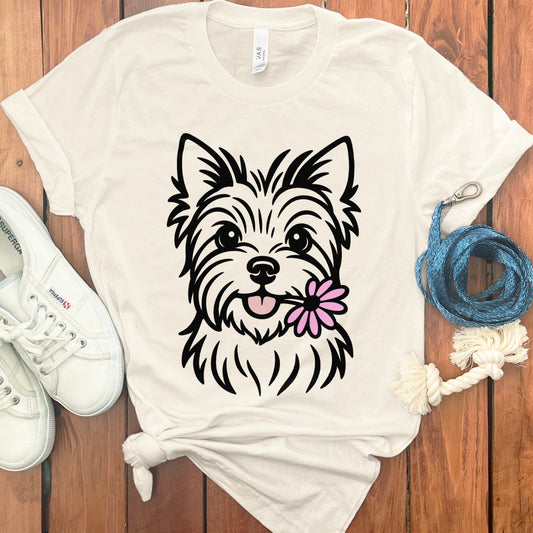 Cute Dog with Flower Graphic Tee Shirt product type