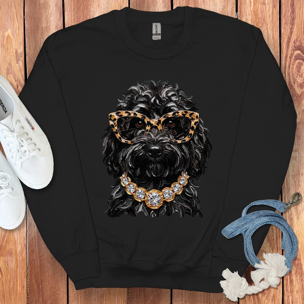 Black Goldendoodle Glam Sweatshirt in Black / S by Puppy Jo
