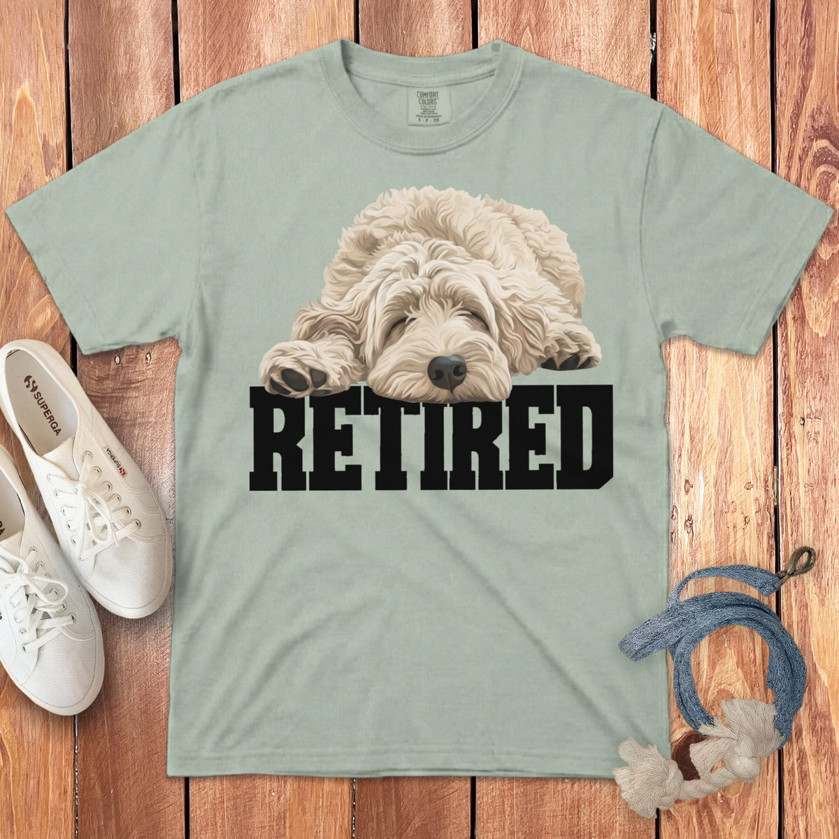 Retired Sleeping Cream Goldendoodle Signature T-Shirt in Bay / S by Puppy Jo