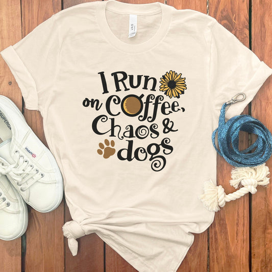 I Run on Coffee Chaos and Dogs Graphic T-Shirt product