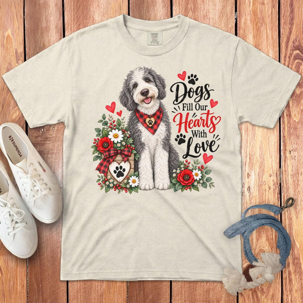 Sheepadoodle Hearts Love Signature T-Shirt