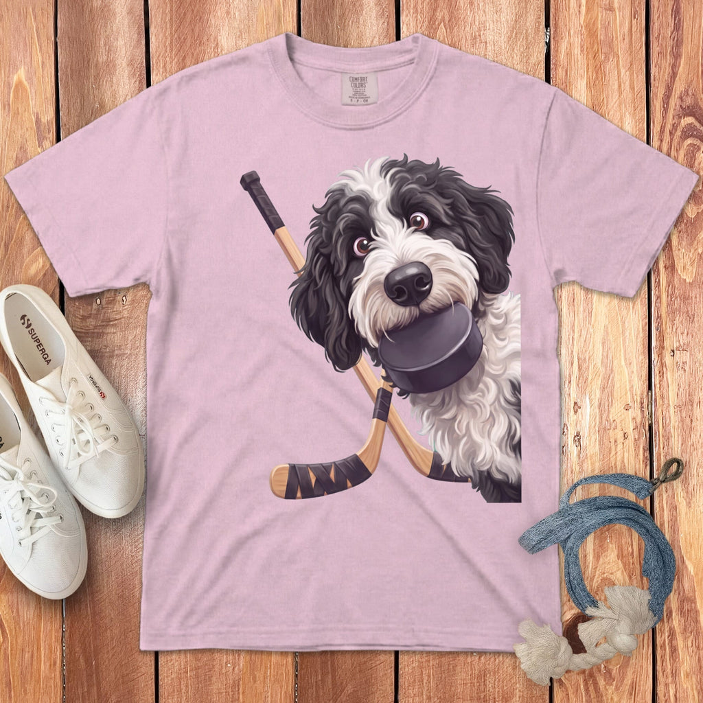 Sheepadoodle Hockey Signature T-Shirt in Blossom / S by Puppy Jo