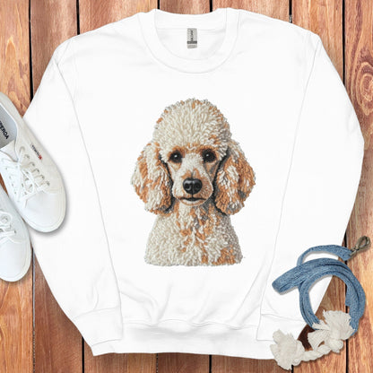 Cozy White Sweatshirt with Cute Poodle Dog Print