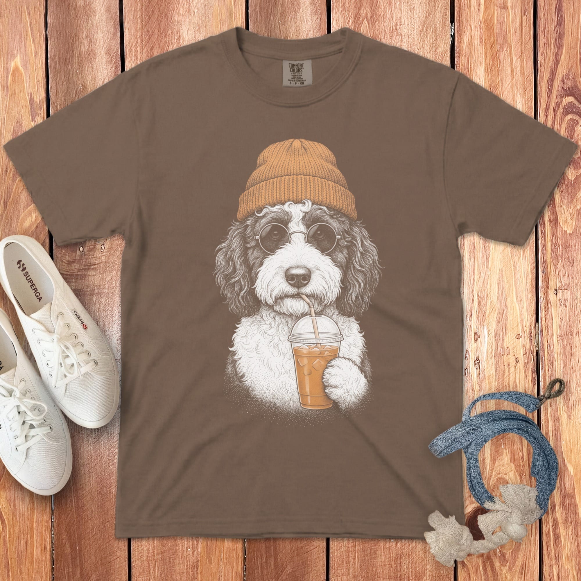 Sheepadoodle Ice Latte Signature T-Shirt in Espresso / S by Puppy Jo