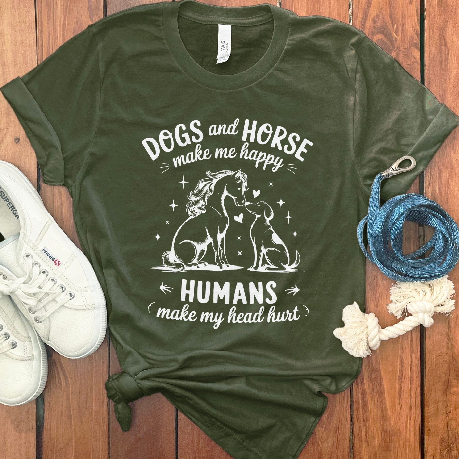 Dogs and Horse Humans Make My Head Hurt Shirt product