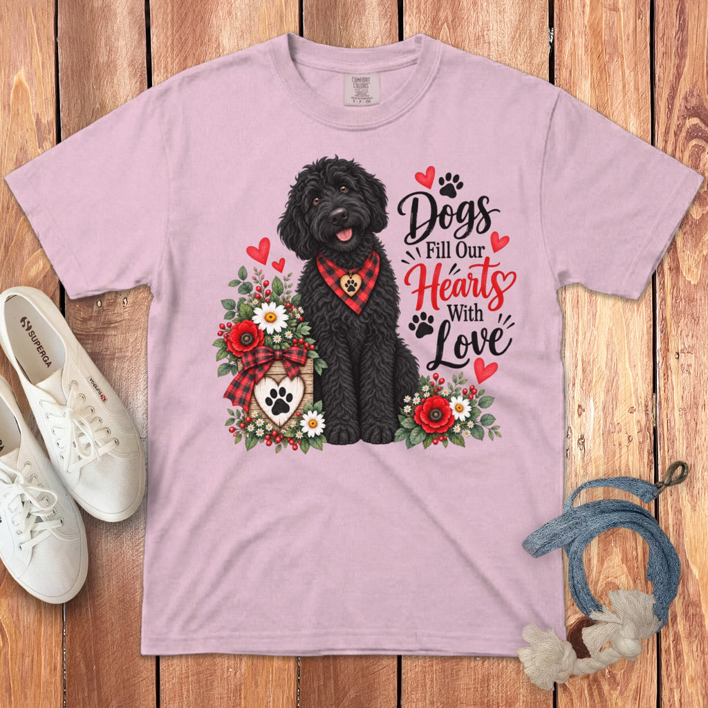 Black Goldendoodle Hearts Love Signature T-Shirt