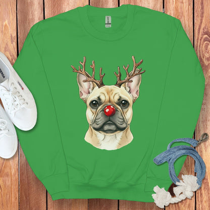 French Bulldog with Reindeer Antlers Sweater product