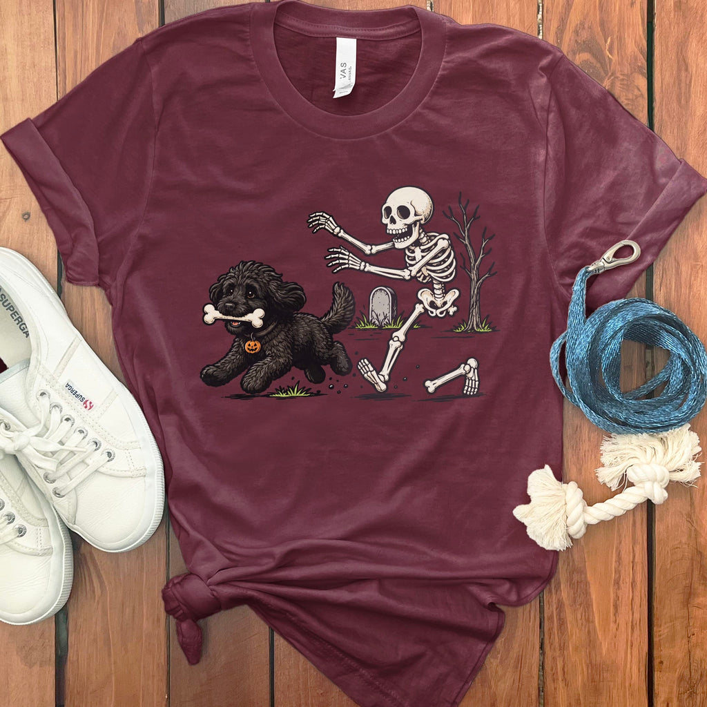 Black Goldendoodle Bone Thief T-Shirt in Maroon / S by Puppy Jo