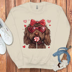 Adorable Dog with Hearts and Lollipop Sweatshirt